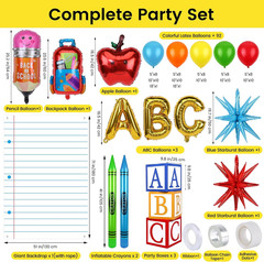 109 Pcs Back to School Decoration Kit Balloon Garland Arch Kit with School Bus T