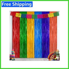 Tear-Resistant 2 Pack Rainbow Backdrop Curtains – Perfect for Mexican Decor