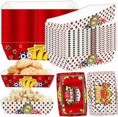 Casino Theme Party Decorations – 50 Pcs Casino Poker Paper Food Trays Disposable