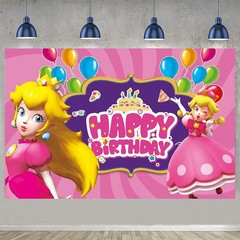 Super Mario Princess Peach Birthday Backdrop Castle Background Photo Banner