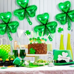 12 Pcs St Patrick Day Balloons,18 Inch Shamrock Balloons,Clover Foil Balloon,…