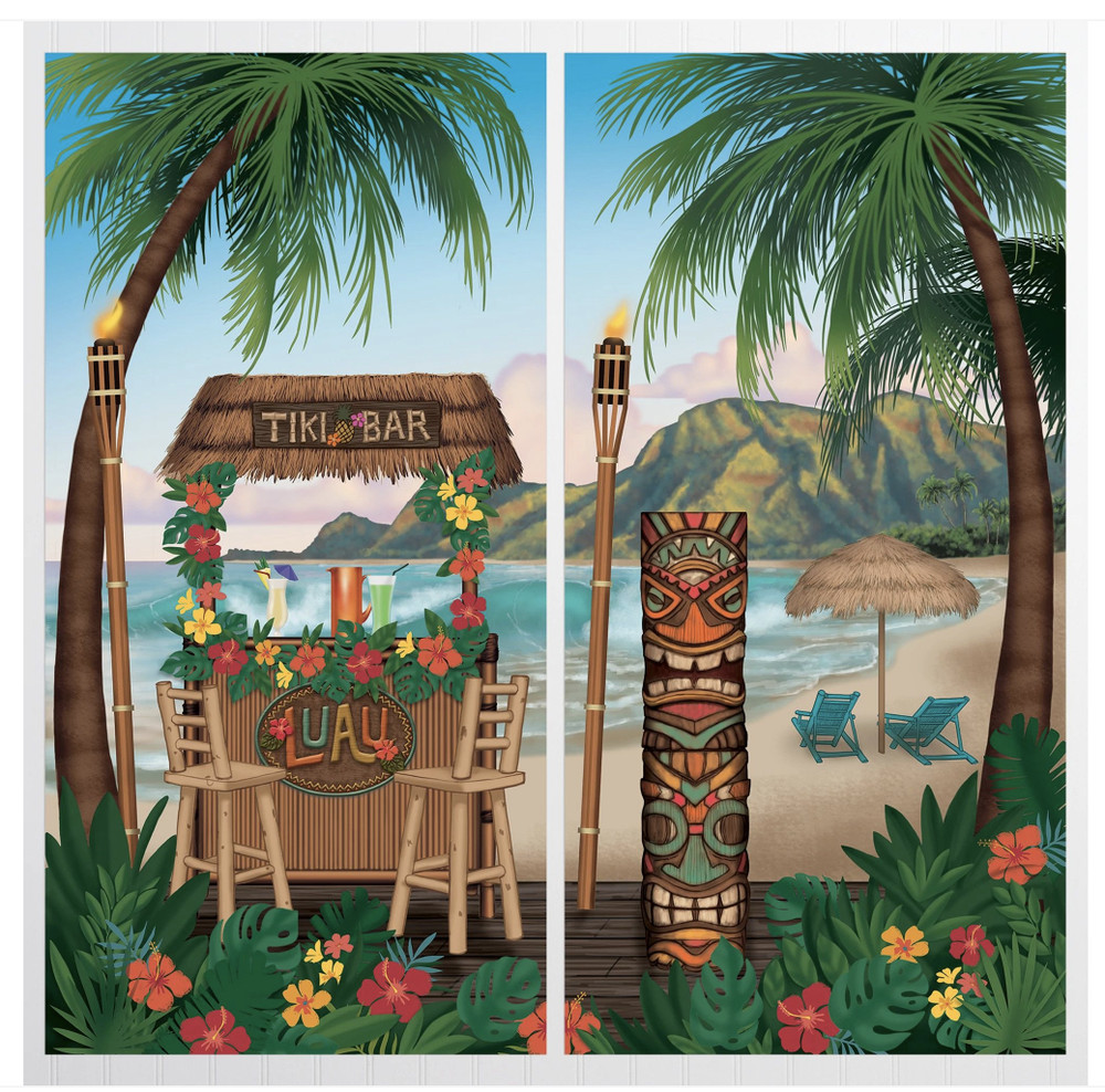 Tiki Bar Scene Setter Wall Decoration Poster Luau Beach Party Supplies Summer