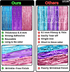 , Pink, Purple and Blue Foil Fringe Backdrop – Xtralarge, Pack of 2 | Multicolor