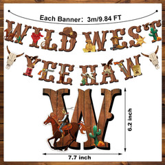 26 Pieces Western Party Decorations West Cowboy Banners Hanging Swirls Wild West
