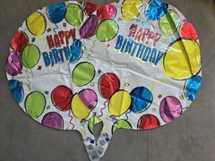 Two (2) HAPPY BIRTHDAY Mylar Balloons Silver 17-18IN Round Foil Helium Balloon