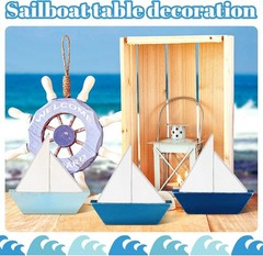 Charming 3-Pc Wooden Boat Decor – Summer Coastal Centerpieces for Any Room