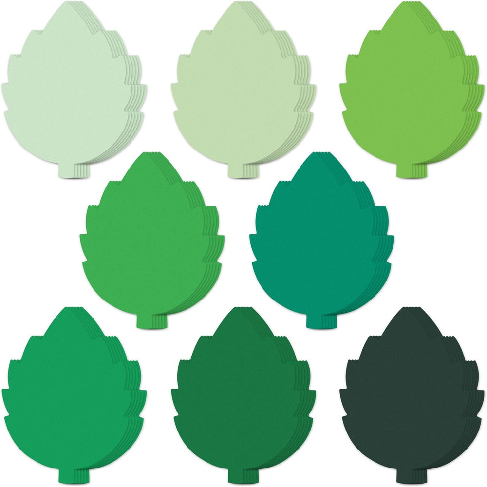 200 Pcs Paper Leaf Cutouts 4 Inch Assorted Green Color Leaf Cut Outs Paper Leaf