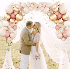 Kit de arco de guirnalda 130 globos rubor,retro rosa,crema,dorado para boda fies