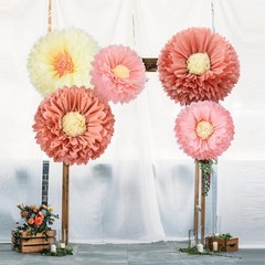5 Pcs 30» 24» Pink Giant Paper Flower Boho Large Tissue Paper Flower for Wa…