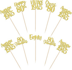 12 Pack Happy 80th Birthday Party Decorations, 80th Birthday Centerpiece Sticks,