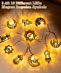 Ramadan Eid Mubarak Lights, Ramadan Decorations for Home 10 Leds Eid Mubarak Str
