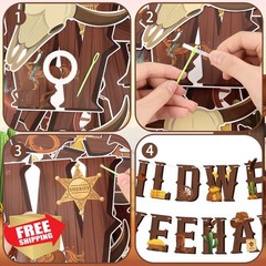 Adecortalk 16 Pcs Western Party Decorations Wild West Yee Haw Banner and Hang…