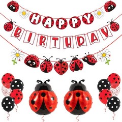 Pirese Ladybug Birthday Decorations, Party 7 inches x 8 inches, Red