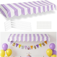 Waterproof Circus Awning Decor Farmers Market Decoration Pastel White 3D Striped