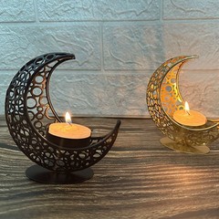 Eid Mubarak Moon Star Metal Candlestick Ramadan Kareem Vintage Candle Holder DY
