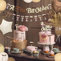 A Tini Bit Older Birthday Decorations, Gold Brown Glitter Tiny Bit Older Banner