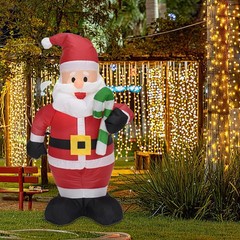 Christmas Decoration Crutch Santa Claus Inflatable Toy with LED Lights JQ