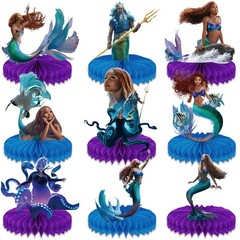 9PCS Little Ariel Honeycomb Centerpieces 3D Table Decorations Party Supplies