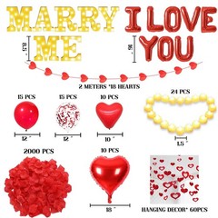 Marry Me Light Up Letters Proposal Decorations, 7Pcs 8.5″ Marry Me Sign, 24Pc…