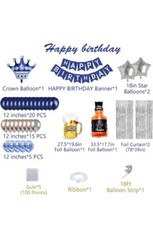 Navy Blue Birthday Party Decorations, Happy Birthday Banner, Fringe Curtain, Cak