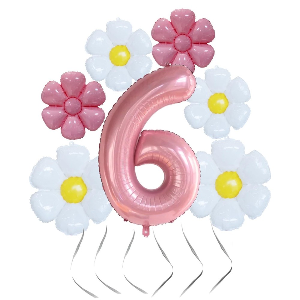 Daisy 6th Birthday Decorations – 40-inch Pink Number Balloon, Party Supplies …