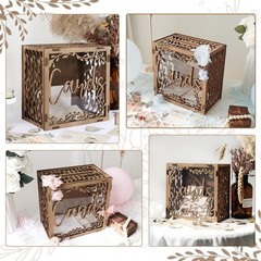 OurWarm Wedding Card Box with Window, Brown 9.6 x x 5.9 inches,