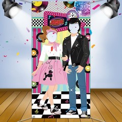 1950s Party Backdrop Banner 180x90cm Retro Photo Booth Decoration Elements