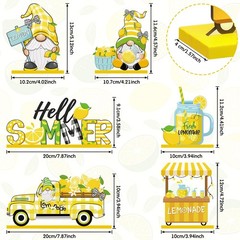 6 Pcs Lemon Decorations Lemon Gnome Wooden Table Centerpiece Hello Summer Lem…