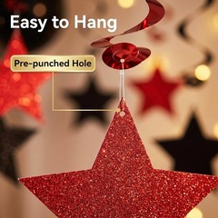Red Black Hanging Swirls Glitter Star Graduation Decorations 2026 1 PCS