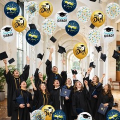 Graduation Decorations 2026 Graduation Balloons 62pcs 12 Inch Navy Blue Gold…