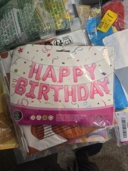 Random party supplies cake toppers balloonsBanners tablecovers