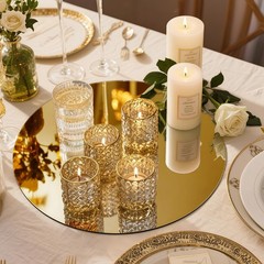13 PCS 8 Inch 20cm Gold Acrylic Round Mirror Plates Centerpieces Candle Tray