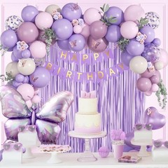Pink and Purple Butterfly Birthday Decorations with Pastel Pink Dusty Purple
