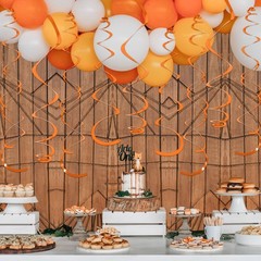 24 PCS Orange Hanging Swirl, Sparkle Ceiling Decorations, Plastic Streamer Pa…