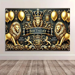 Black and Gold Party Decorations Banner 71×43 Inch, Large Happy Birthday Backdro