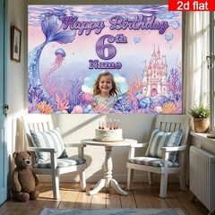 2D flat banner 1pc Customizable Portrait Age Name Birthday Party Banner Decor ◐