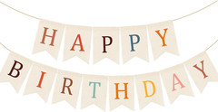 Happy Birthday Burlap Banner Boho Birthday Garland Bunting Bohemian Party Hangin