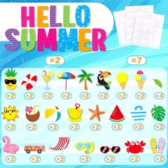 72 PCS Hello Summer Hawaiian Theme Cutouts Pool Beach Bulletin Board Decor