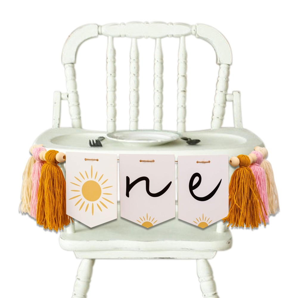 Sunshine 1st High Chair Banner – First Trip Around the Sun Party Decoration,B…