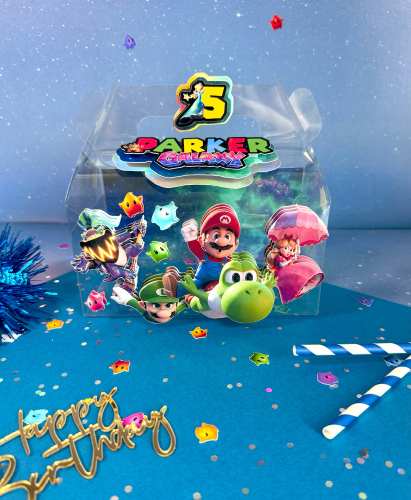 Mario Galaxy Birthday/ Mario & Luigi Birthday/ Party Hats Cutlerty Plates Cups