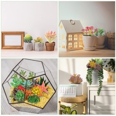 Tigeen 40 Pieces Artificial Succulent Plants Faux as the picture shown, Green