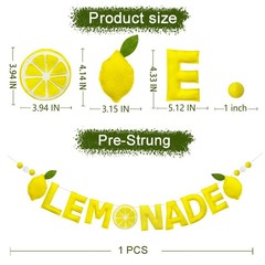 Lemonade Stand Decorations Pre-Strung Handmade Felt Lemonade Sign Banner Wool…
