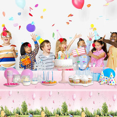 3PCS Pink Winnie Baby Shower Tablecloth Classic Pooh Party Table Cloth for Girl
