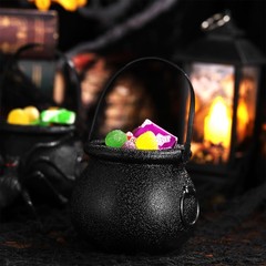 10Pcs Reusable Halloween Candy Buckets Black Witch Cauldron Candy Holders