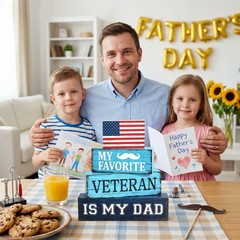 4 Pcs Dad Veteran Wooden Tiered Tray Decor, Father Day Decorations Gifts for …