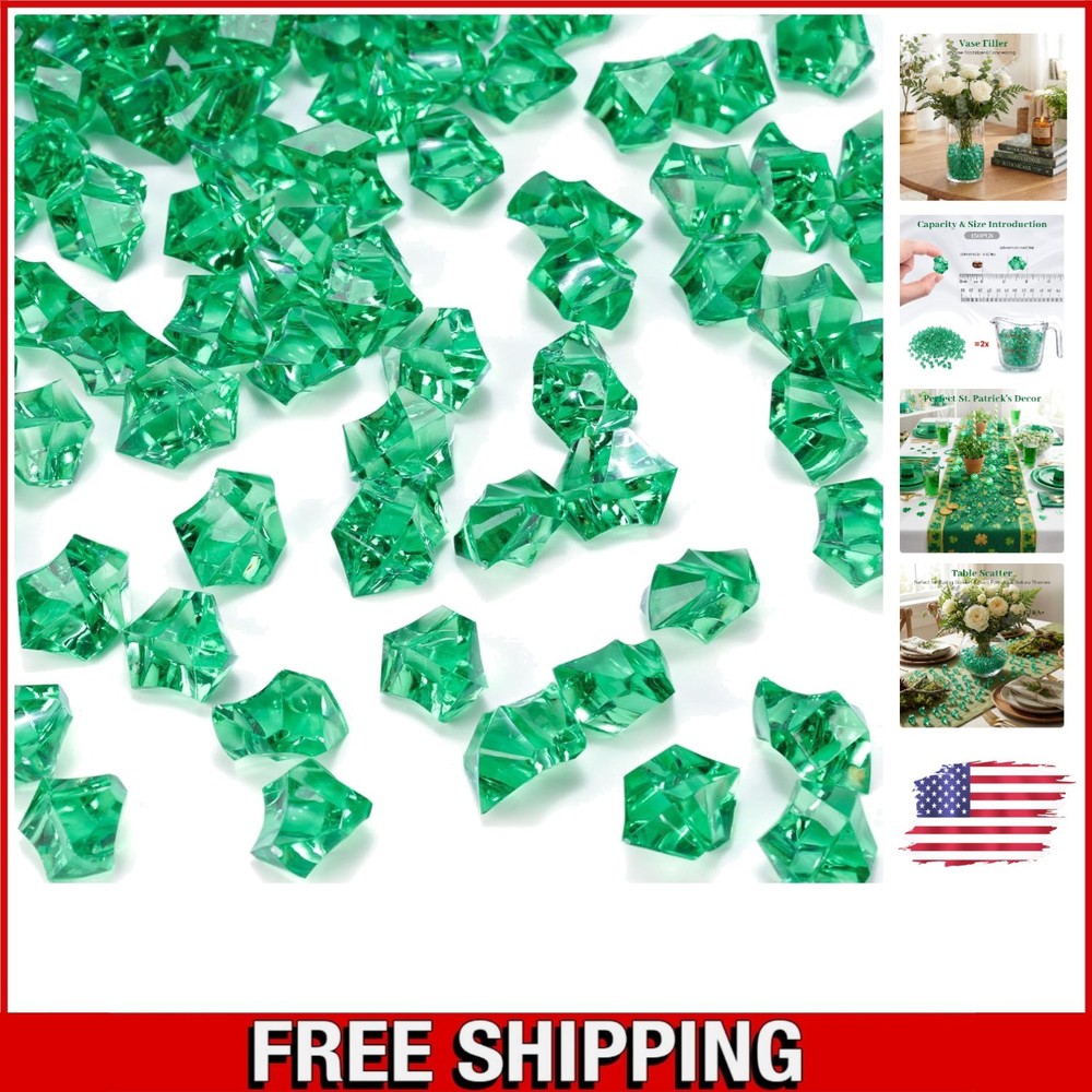 Artistic 150PCS Dark Green Acrylic Gems – Perfect for Displays & Decorations