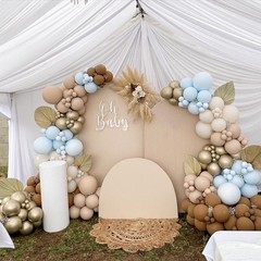 Double Pastel Blue Balloons Different Size 115Pcs 5/10/12/18 Inch Macaron Lig…