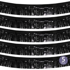 5 Pack 10 Feet Black Fringe Garland Foil 11.81in x 9.84ft,