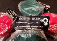 Vintage Crepe Paper Streamers Lot 4 Red Green Fashion Magic Party Decor 30 Yds