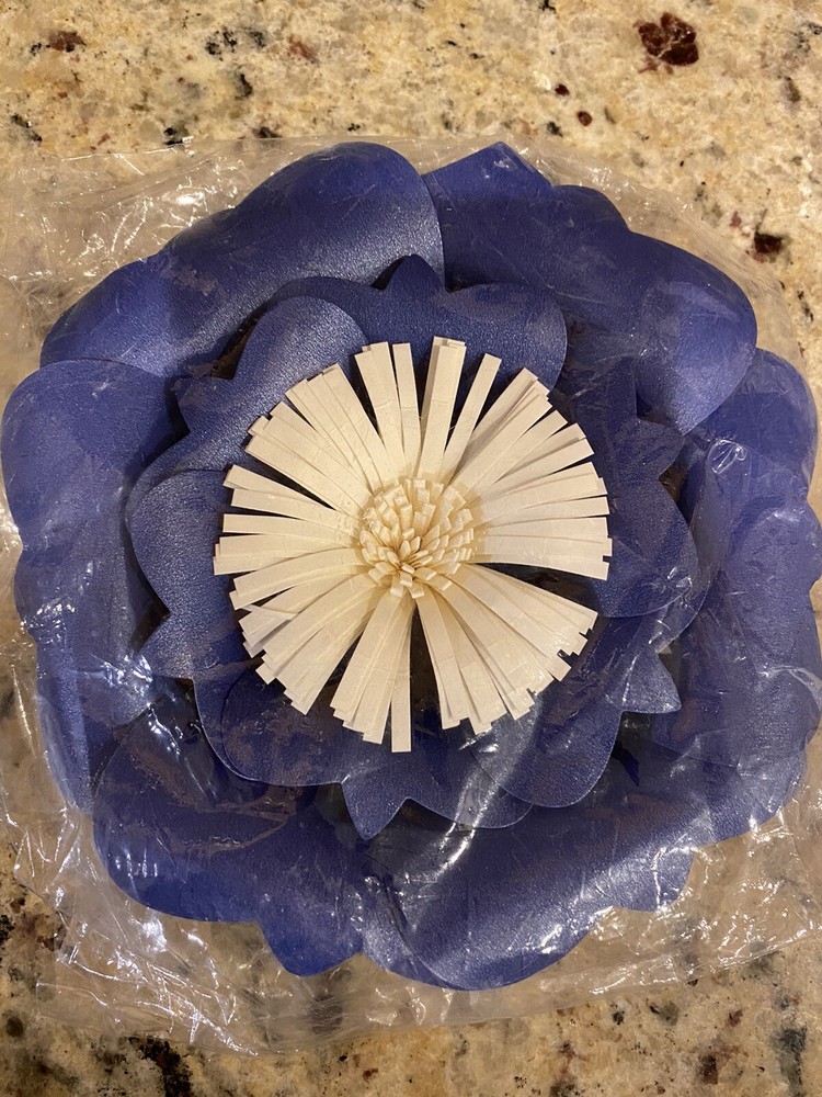 Paper Flower Navy Blue and Beige. Cardstock. New.